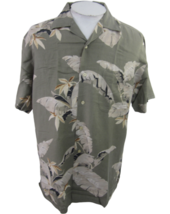 Nautica Men vtg Hawaiian camp shirt L pit to pit 25 aloha luau tropical floral  - £15.49 GBP