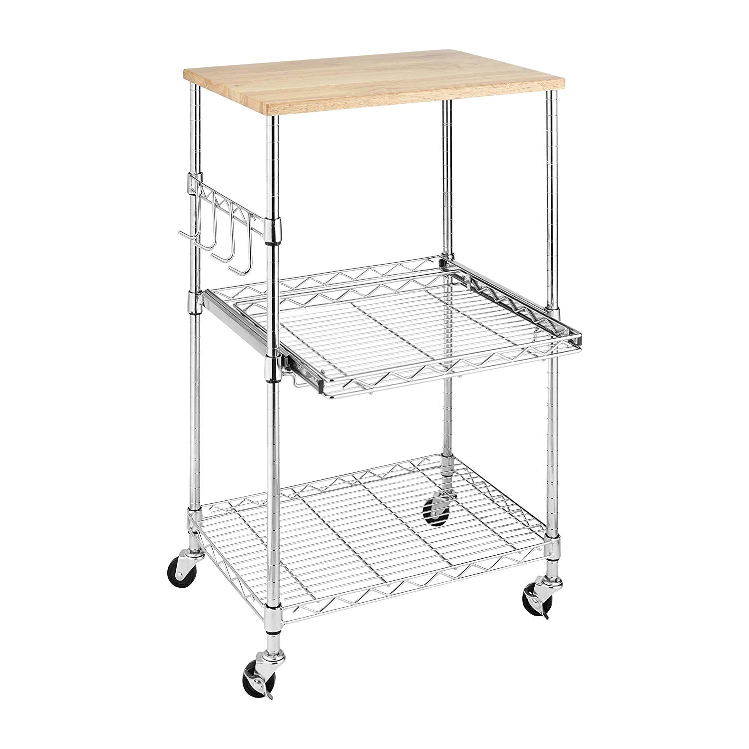 Primary image for Whitmor Supreme Microwave Cart with Locking Wheels - Chrome with Food Safe Cutti