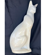 Old Vintage Art Deco Style Pottery Figural White Cat Feline Statue Sculp... - $490.18 CAD