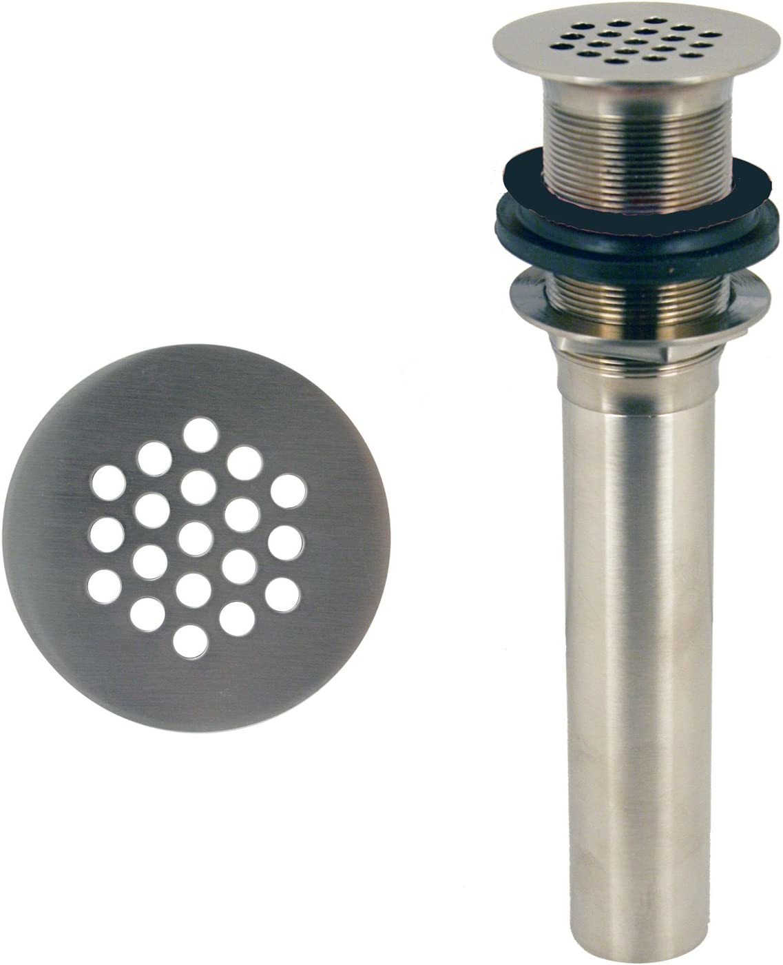 Grid Strainer Lavatory Drain With No Overflow Holes, Satin Nickel,, 07. - $49.96