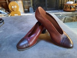 BeautiFeel Calla Cap-Toe Oxford Pump Maroon Brown Leather Heels EU 40 US... - $74.25