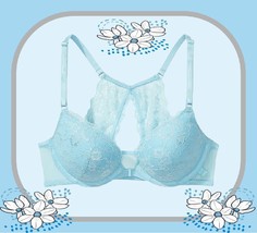 38C  Blue SHINE Lace Front Close Extreme Lift Victorias Secret Plunge PU... - £31.44 GBP