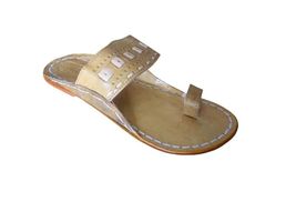 Men Slippers Mojari Indian Handmade Flat Leather Cream Flip-Flops US 6-9 - £35.23 GBP
