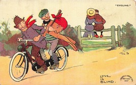 Love Is BLIND-ROBBERS Steal Tandem Bicycle~Tom Browne Comic Cycling Postcard - £10.12 GBP