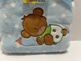 Casa Club New Soft Warm Baby Blanket 40&quot; X 30&quot; with Sleeping Bear &amp; Bottle - £6.76 GBP