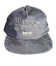 Vintage 80s Back To The Future Corduroy Hat Snap Back Black Textured Logo MCA - £70.78 GBP