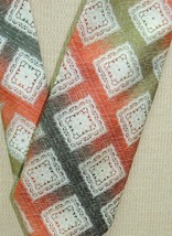 Picasso Brand Neck Tie/Necktie Vintage orange green white weave 55&quot;x3.75&quot; 60&#39;s - £11.86 GBP