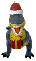 3D Resin Dinosaur in Santa Hat Hanging Christmas Ornament Holiday Decor 4.5" image 4
