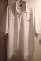 Team Nike Texas Longhorns Logo Embroidered White Waffle Polo Shirt Large EUC - £15.31 GBP