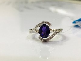 Natural African Amethyst ring in 925 sterling silver - £107.48 GBP