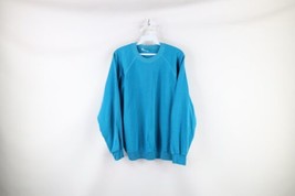 Vintage 80s Streetwear Mens Large Distressed Blank Crewneck Sweatshirt Blue USA - £31.69 GBP