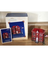 2003 Hallmark Schoolhouse and Flagpole Tin House Keepsake Ornament In Box - $16.21 CAD