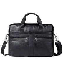 Men Leather Laptop Briefcase Bag 14.1 inch Leather Men Bags Briefcases Handbag   - £98.91 GBP