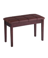 Solid Wood PU Leather Piano Double Duet Keyboard Bench-Brown - Color: Brown - $139.49