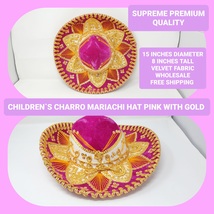 light pink  with gold childrens mexican charro hats mariachi sombrero - £39.86 GBP