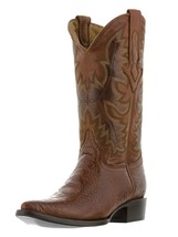 Mens Cognac Cowboy Boots Genuine Leather Animal Print Western Wear Botas Rancho - £94.78 GBP