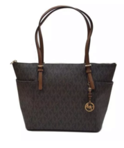 Michael Kors Jet Set Travel Large Chain Shoulder Tote Signature MK Bag - £101.49 GBP