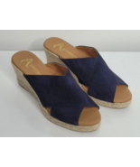 PASEART Womens Blue Suede Espadrille Platform Wedge Sandals Size 38 US 7.5 - £27.64 GBP