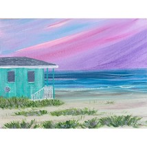 Haley’s Ice Cream Shop Holden Beach NC Acrylic Painting - 6&quot; x 8&quot; - £43.52 GBP