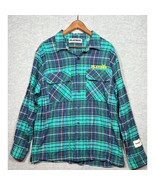 Playboy By PacSun Mens Shirt L Plaid Flannel 100% Cotton Green &amp; Blue - $19.93