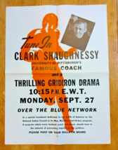 Rare Clark Shaughnessy Univ Pittsburgh Football Coach Broadcast Promotion Poster - £28.14 GBP