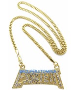 Esskeetit Necklace New Rhinestone Pendant with 24 Inch Long Cuban Chain Lil - $20.95