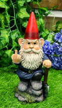 Ebros 9&quot; You Dig? Shovel Gnome Garden Greeter Gnome Dwarf Flip The Bird ... - £22.77 GBP