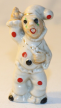 Clown Jester figurine Japanese Harlequin Red Black Polka Dot 4.5 inch - £11.45 GBP