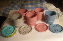 Tupperware plastic coffee mugs and coasters - $18.99