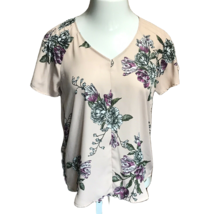 Grayson Threads V-Neck Cute Shirt ~ Sz M  ~ Short Sleeve ~ Pink ~ Floral - £10.62 GBP