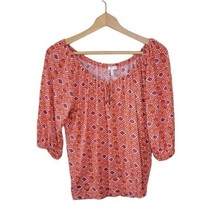 Joie | Orange Diamond Print 3/4 Sleeve Top, womens size small - £23.20 GBP
