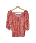 Joie | Orange Diamond Print 3/4 Sleeve Top, womens size small - £22.82 GBP