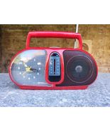Red First Austria portable am/fm alarm clock radio, eye-catching vintage red por - $50.00