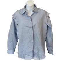  Sandro Orlane Cutout Button Up Shirt Blue White Size 2 US medium New - $84.15