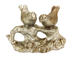 3 Pc Birds On A Log Salt &amp; Pepper Shaker Set, Silver Tone Plastic, Rose ... - $372.16 MXN