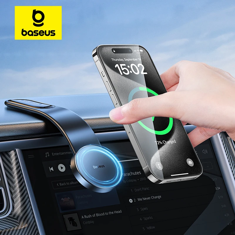 Baseus 15W Magnetic Wireless Charger Charging Pad Car Mount for Center Control - £30.86 GBP