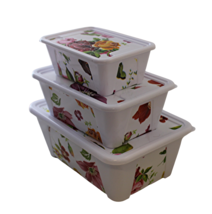 3-Piece Floral Storage Containers with Snap Lids – Stackable Decorative ... - $220.88 MXN