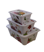 3-Piece Floral Storage Containers with Snap Lids – Stackable Decorative ... - $220.88 MXN