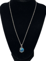 Dichroic Glass Pendant on Silvertone Necklace 18&quot; - £7.41 GBP