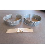 Vtg  1950&#39;s Silver Metal Baby Carriage Blanket Holders Clamps &amp; Plaque B... - €12,76 EUR