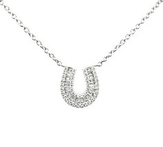 Dimaya 18k White Gold 0.31ct TDW White Diamond Horseshoe Necklace - £1,027.15 GBP
