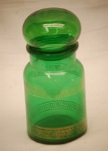 Apothecary Style Green &amp; Gold Glass Jar Mushroom Bubble Top Belgium No Seal - $21.77