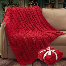 Cable Knit Throw Blanket, Soft Cozy Lightweight Chunky Knit Throw Blanket, Farmh - £59.01 GBP