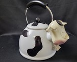 M.K. Kamenstein Cow Teapot Enamel Whistling Tea Kettle Farm House 2.5 Qt... - $24.74