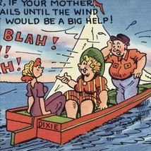 Humorous Vintage Postcard Mother In Law Funny Cartoon Art Boat Husband Wife - £7.94 GBP