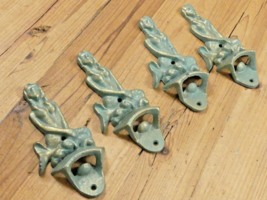 4 Cast Iron Wall Mounted Mermaid Bottle Openers Bar Beer Resell *PAINT C... - $371.09 MXN