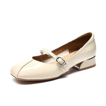 BeauToday Mary Jane Shoes Women Patent Cow Leather Square Toe Buckle Strap Brand - £120.69 GBP