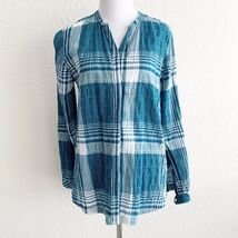 Woolrich Womens Button Up Shirt Size Small Blue Gray Check Plaid Long Sl... - $17.03