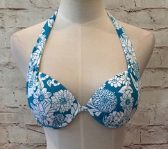 Swim Mixers Womens Teal Blue Floral Push-Up Bikini Swim Top Size Small NEW - £14.94 GBP