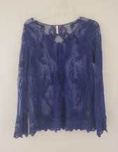 Orange Creek Navy Blue Floral Lace Sheer Blouse Size M/L EUC - £11.64 GBP